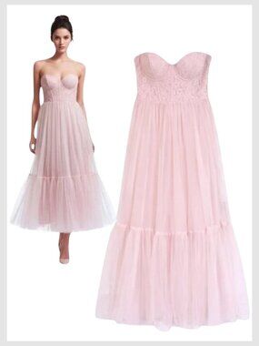 Selfie Leslie Midi Dress Pink Sweetheart Wedding Guest S